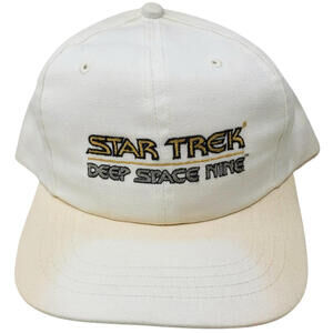 Vintage Star Trek Deep Space Nine Sci-Fi TV Show White Snapback Hat Cap